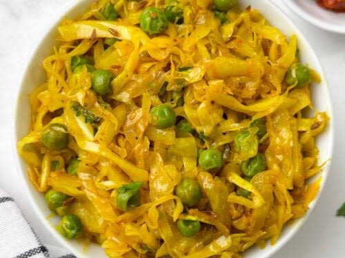 Steamed cabbage matar sabzi
